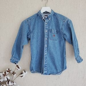 Tommy Hilfiger Vintage denim Button Up Boys Shirt Size 7